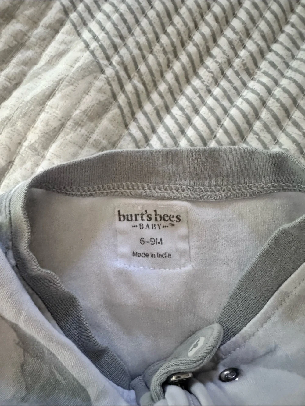 Baby Footed One-Piece Sleepers in Grey and White with Bunny Print